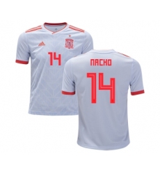 Spain #14 Nacho Away Kid Soccer Country Jersey