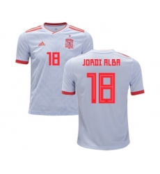 Spain #18 Jordi Alba Away Kid Soccer Country Jersey