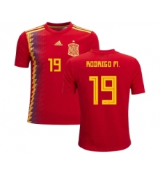 Spain #19 Rodrigo M. Red Home Kid Soccer Country Jersey