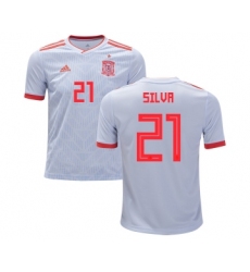 Spain #21 Silva Away Kid Soccer Country Jersey