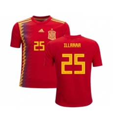 Spain #25 Illarra Red Home Kid Soccer Country Jersey