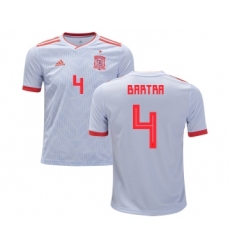 Spain #4 Bartra Away Kid Soccer Country Jersey