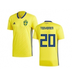 Sweden #20 Toivonen Home Kid Soccer Country Jersey