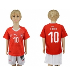 Switzerland #10 Xhaka Kid Soccer Country Jersey