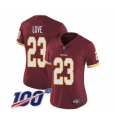 Women's Washington Redskins #23 Bryce Love Burgundy Red Team Color Vapor Untouchable Limited Player 100th Season Football Jersey
