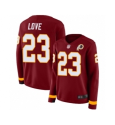 Women's Washington Redskins #23 Bryce Love Limited Burgundy Therma Long Sleeve Football Jersey
