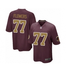 Men's Washington Redskins #77 Ereck Flowers Game Burgundy Red Gold Number Alternate 80TH Anniversary Football Jersey