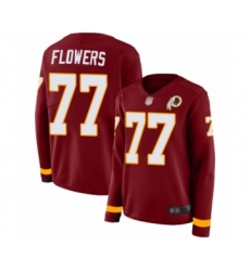 Women's Washington Redskins #77 Ereck Flowers Limited Burgundy Therma Long Sleeve Football Jersey