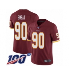 Men's Washington Redskins #90 Montez Sweat Burgundy Red Team Color Vapor Untouchable Limited Player 100th Season Football Jersey