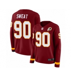 Women's Washington Redskins #90 Montez Sweat Limited Burgundy Therma Long Sleeve Football Jersey