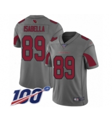 Men's Arizona Cardinals #89 Andy Isabella Limited Silver Inverted Legend 100th Season Football Jersey