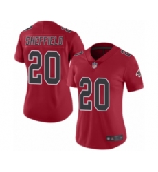 Women's Atlanta Falcons #20 Kendall Sheffield Limited Red Rush Vapor Untouchable Football Jersey