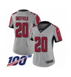 Women's Atlanta Falcons #20 Kendall Sheffield Limited Silver Inverted Legend 100th Season Football Jersey