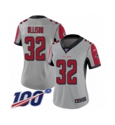 Women's Atlanta Falcons #32 Qadree Ollison Limited Silver Inverted Legend 100th Season Football Jersey