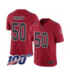 Men's Atlanta Falcons #50 John Cominsky Limited Red Rush Vapor Untouchable 100th Season Football Jersey