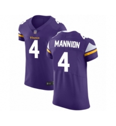 Men's Minnesota Vikings #4 Sean Mannion Purple Team Color Vapor Untouchable Elite Player Football Jersey