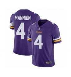 Men's Minnesota Vikings #4 Sean Mannion Purple Team Color Vapor Untouchable Limited Player Football Jersey