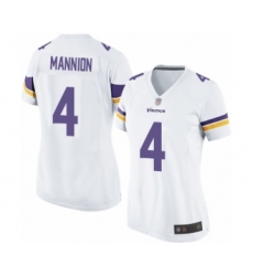Women's Minnesota Vikings #4 Sean Mannion Game White Football Jersey