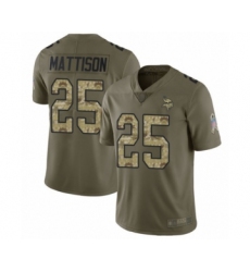 Men's Minnesota Vikings #25 Alexander Mattison Limited Olive Camo 2017 Salute to Service Football Jersey