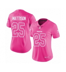 Women's Minnesota Vikings #25 Alexander Mattison Limited Pink Rush Fashion Football Jersey