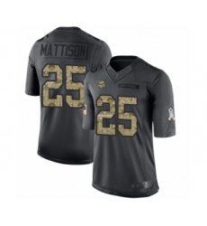 Youth Minnesota Vikings #25 Alexander Mattison Limited Black 2016 Salute to Service Football Jersey