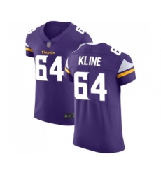 Men's Minnesota Vikings #64 Josh Kline Purple Team Color Vapor Untouchable Elite Player Football Jersey