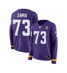 Women's Minnesota Vikings #73 Dru Samia Limited Purple Therma Long Sleeve Football Jersey