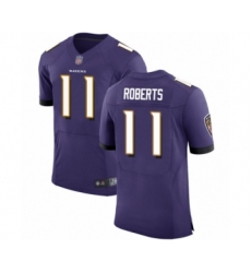 Men's Baltimore Ravens #11 Seth Roberts Purple Team Color Vapor Untouchable Elite Player Football Jersey