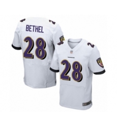 Men's Baltimore Ravens #28 Justin Bethel Elite White Football Jersey