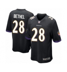 Men's Baltimore Ravens #28 Justin Bethel Game Black Alternate Football Jersey