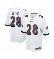 Men's Baltimore Ravens #28 Justin Bethel Game White Football Jersey