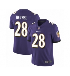 Youth Baltimore Ravens #28 Justin Bethel Purple Team Color Vapor Untouchable Limited Player Football Jersey