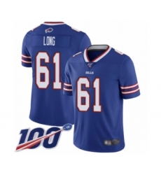 Men's Buffalo Bills #61 Spencer Long Royal Blue Team Color Vapor Untouchable Limited Player 100th Season Football Jersey