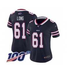 Women's Buffalo Bills #61 Spencer Long Limited Navy Blue Inverted Legend 100th Season Football Jersey