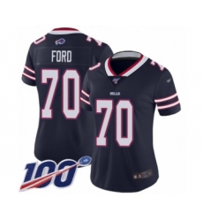 Women's Buffalo Bills #70 Cody Ford Limited Navy Blue Inverted Legend 100th Season Football Jersey