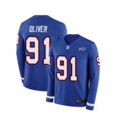Men's Buffalo Bills #91 Ed Oliver Limited Royal Blue Therma Long Sleeve Football Jersey