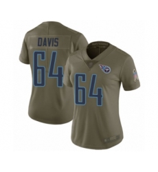 Women's Tennessee Titans #64 Nate Davis Limited Olive 2017 Salute to Service Football Jersey