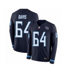 Youth Tennessee Titans #64 Nate Davis Limited Navy Blue Therma Long Sleeve Football Jersey
