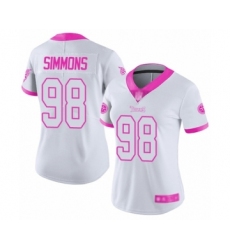 Women's Tennessee Titans #98 Jeffery Simmons Limited White Pink Rush Fashion Football Jersey