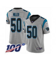 Youth Carolina Panthers #50 Christian Miller Silver Inverted Legend Limited 100th Season Football Jersey