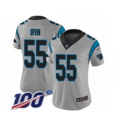 Women's Carolina Panthers #55 Bruce Irvin Silver Inverted Legend Limited 100th Season Football Jersey