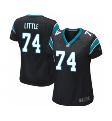Women's Carolina Panthers #74 Greg Little Game Black Team Color Football Jersey