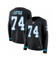 Women's Carolina Panthers #74 Greg Little Limited Black Therma Long Sleeve Football Jersey
