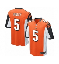 Men's Cincinnati Bengals #5 Ryan Finley Game Orange Alternate Football Jersey