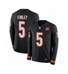 Men's Cincinnati Bengals #5 Ryan Finley Limited Black Therma Long Sleeve Football Jersey