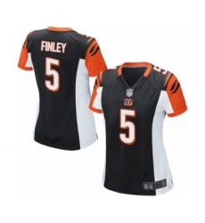 Women's Cincinnati Bengals #5 Ryan Finley Game Black Team Color Football Jersey