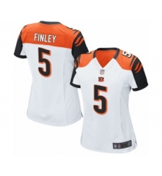 Women's Cincinnati Bengals #5 Ryan Finley Game White Football Jersey