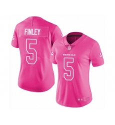 Women's Cincinnati Bengals #5 Ryan Finley Limited Pink Rush Fashion Football Jersey