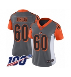 Women's Cincinnati Bengals #60 Michael Jordan Limited Silver Inverted Legend 100th Season Football Jersey