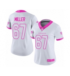 Women's Cincinnati Bengals #67 John Miller Limited White Pink Rush Fashion Football Jersey